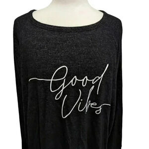Good Vibes Black Long Sleeve Knit Blouse Size XXL